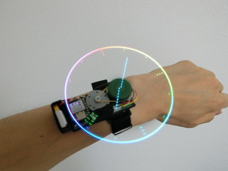 PoV wrist watch, showing clock dial